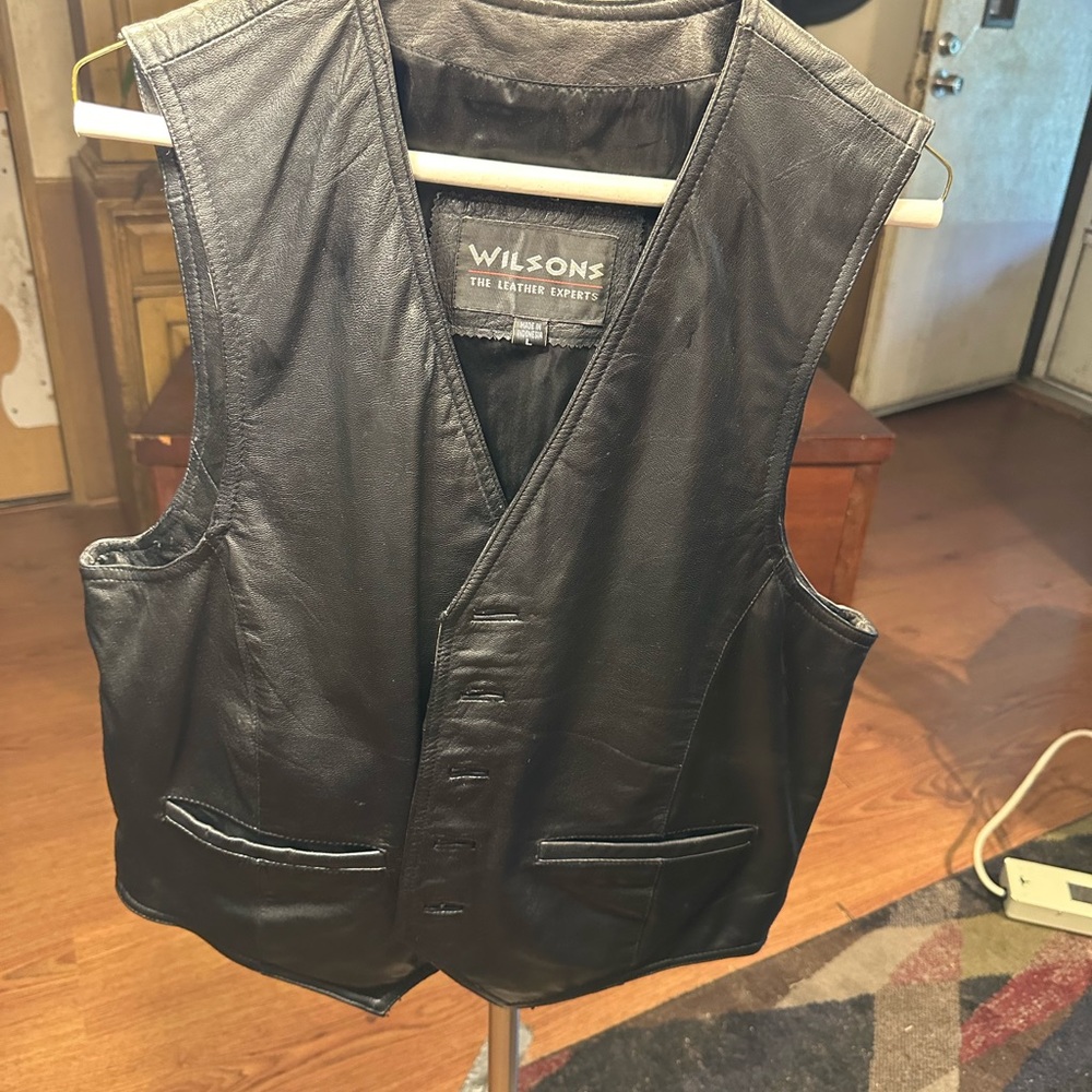 Wilson’s custom genuine leather vest.
